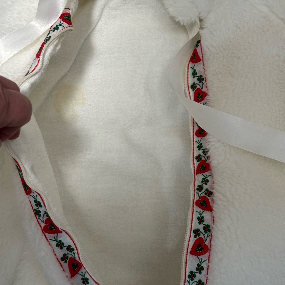 Vintage Baby Infant Newborn Tot Lines Bunting Faux Fur White Zippered Hoodie - Picture 4 of 8